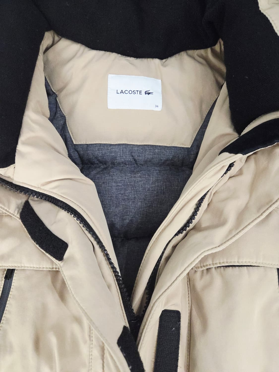 라코스테(LACOSTE) 베이지 덕다운 패딩 야상 자켓 상품이미지7