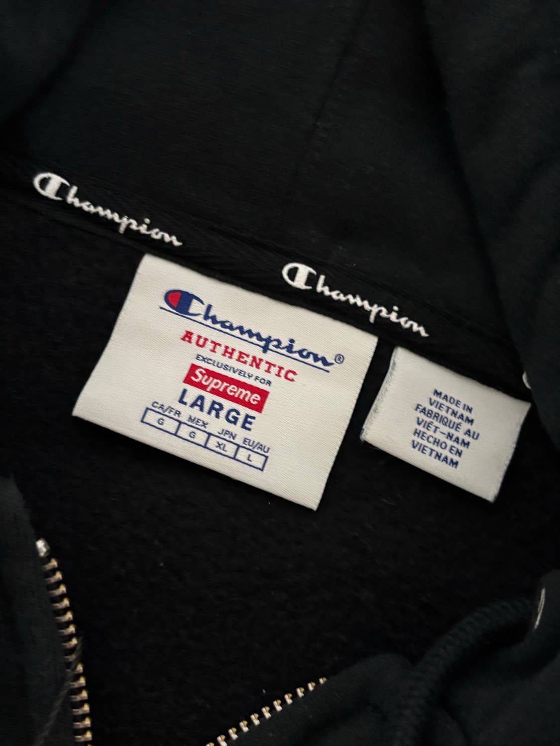 슈프림 챔피온 후드집업 L 블랙 상품이미지2