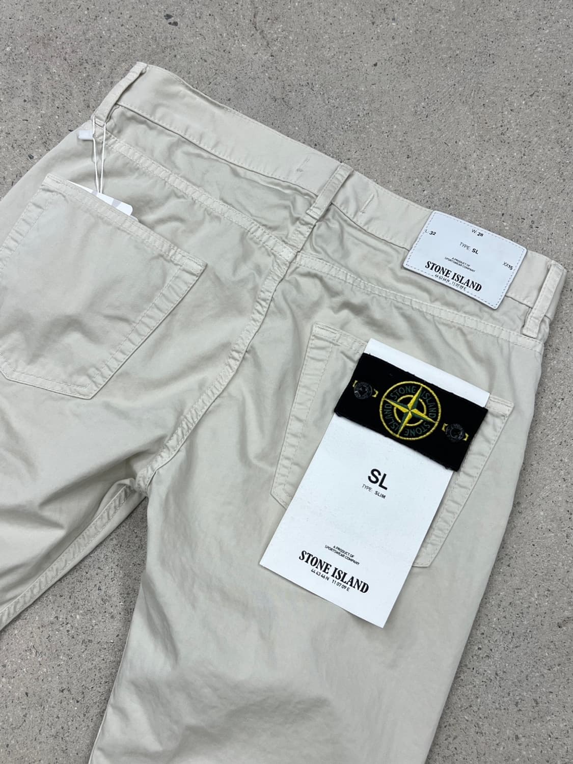 스톤아일랜드 와펜 아이보리 코튼 팬츠 상품이미지4