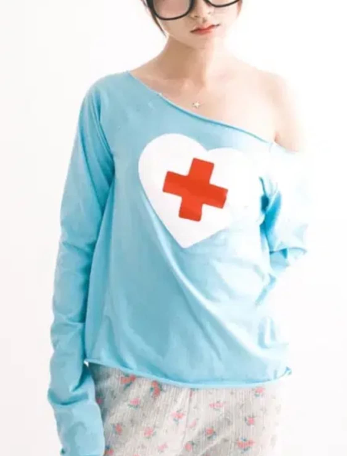 샵페어리 크로스 하트 컷오프 티셔츠 민트 구해요! 상품이미지1