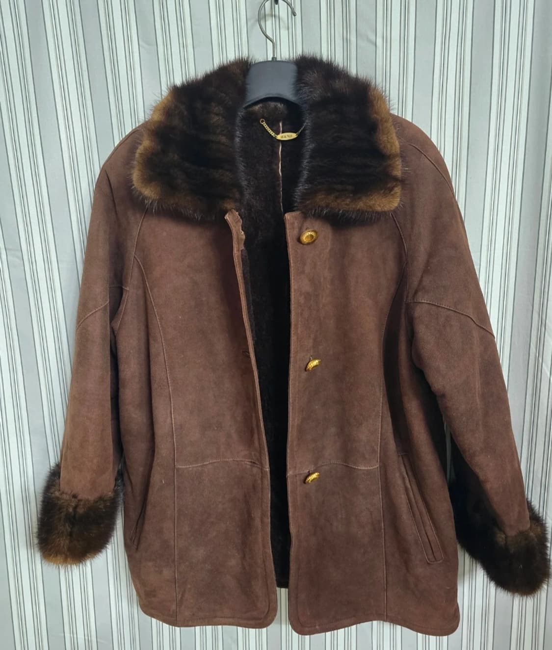 (88-96-160) 진도모피 오비스 밍크 트리밍 무스탕 코트 상품이미지2