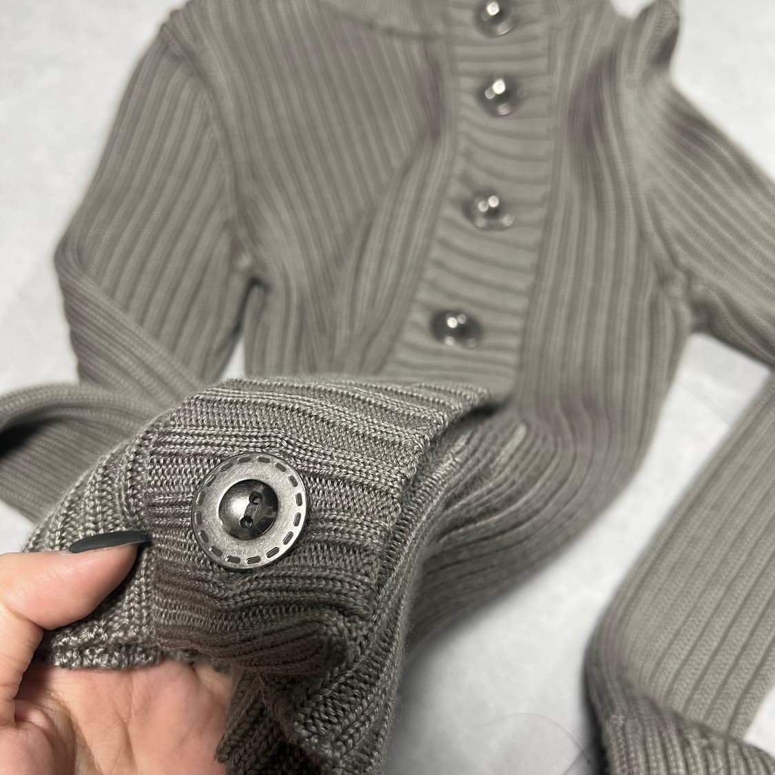 빈티지 왕단추 니트 집업 상품이미지4