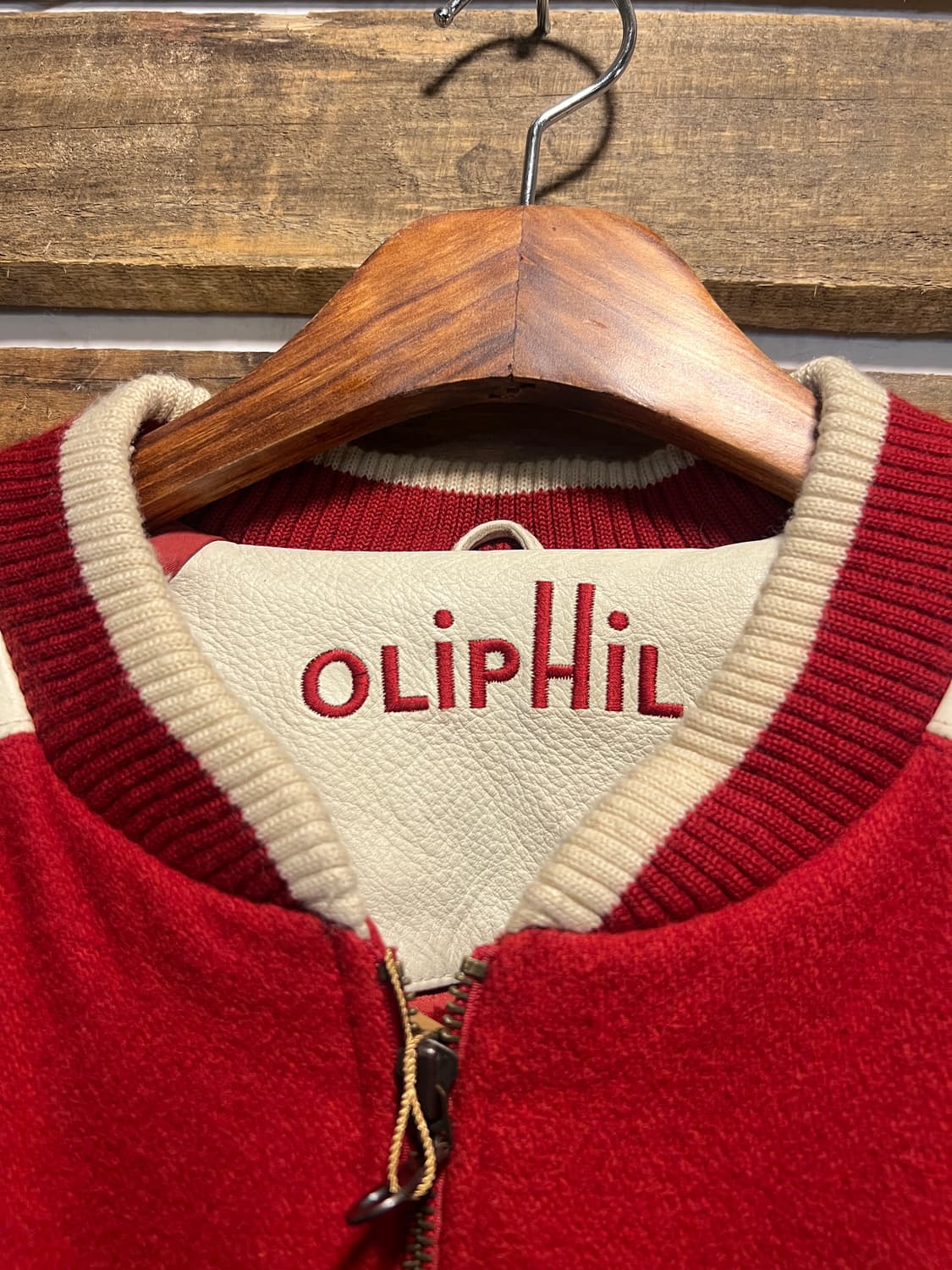 [2XL]90's USA 빈티지 OLIPHIL 유니버시티 레드 바시티자켓 상품이미지2