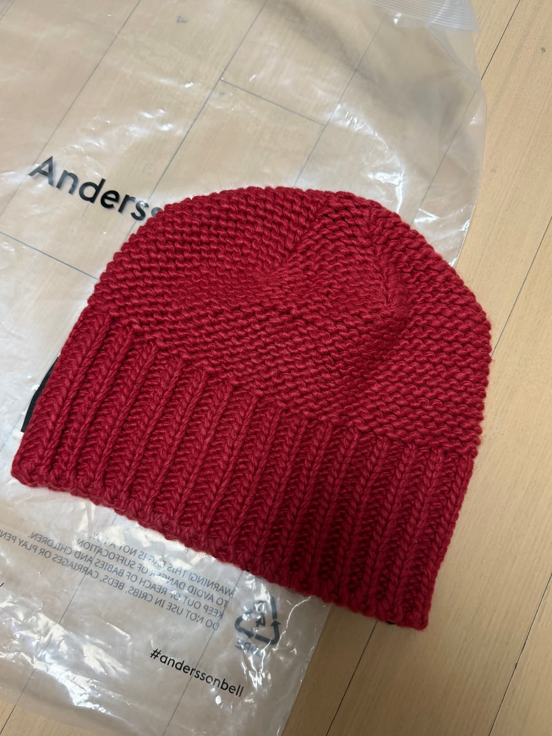 (새상품급) ADSB 앤더슨벨 밀라노 울 비니 레드 상품이미지4