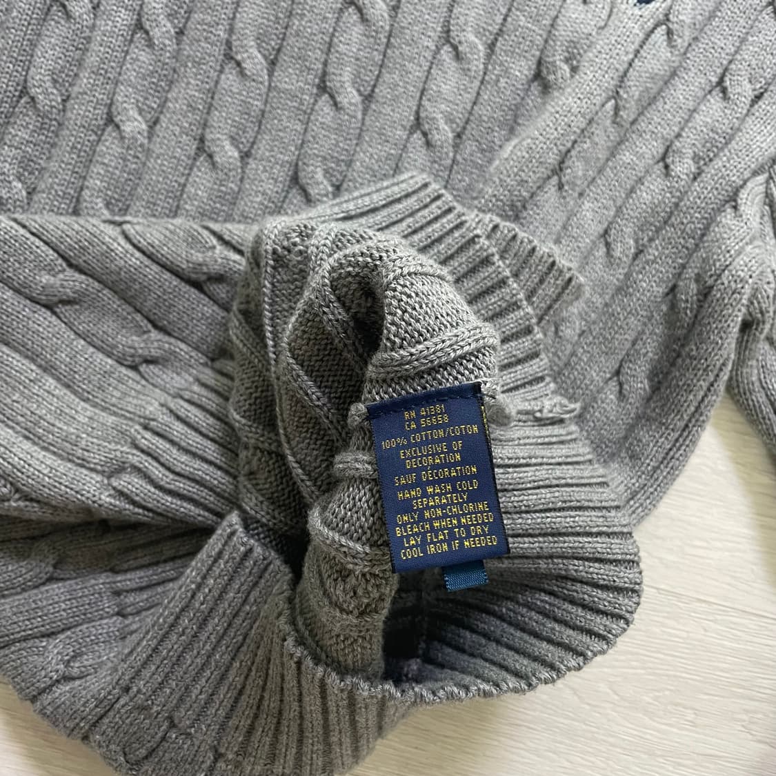 폴로 코튼 케이블 니트 그레이 (m) 상품이미지4
