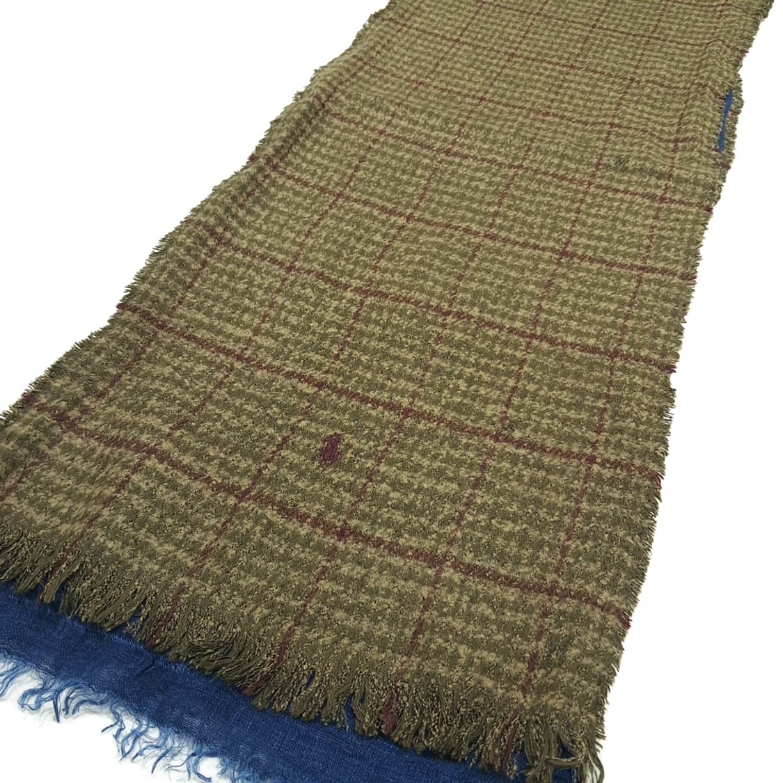 MX297 폴로 랄프로렌 올리브그린 체크 울 린넨 목도리 머플러 상품이미지2