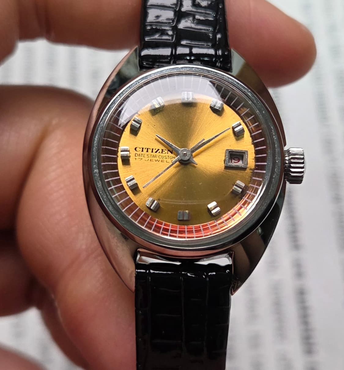 레어] 빈티지 시티즌 데이트스타 오렌지다이얼 수동 메커니컬 여성용 
 상품이미지3