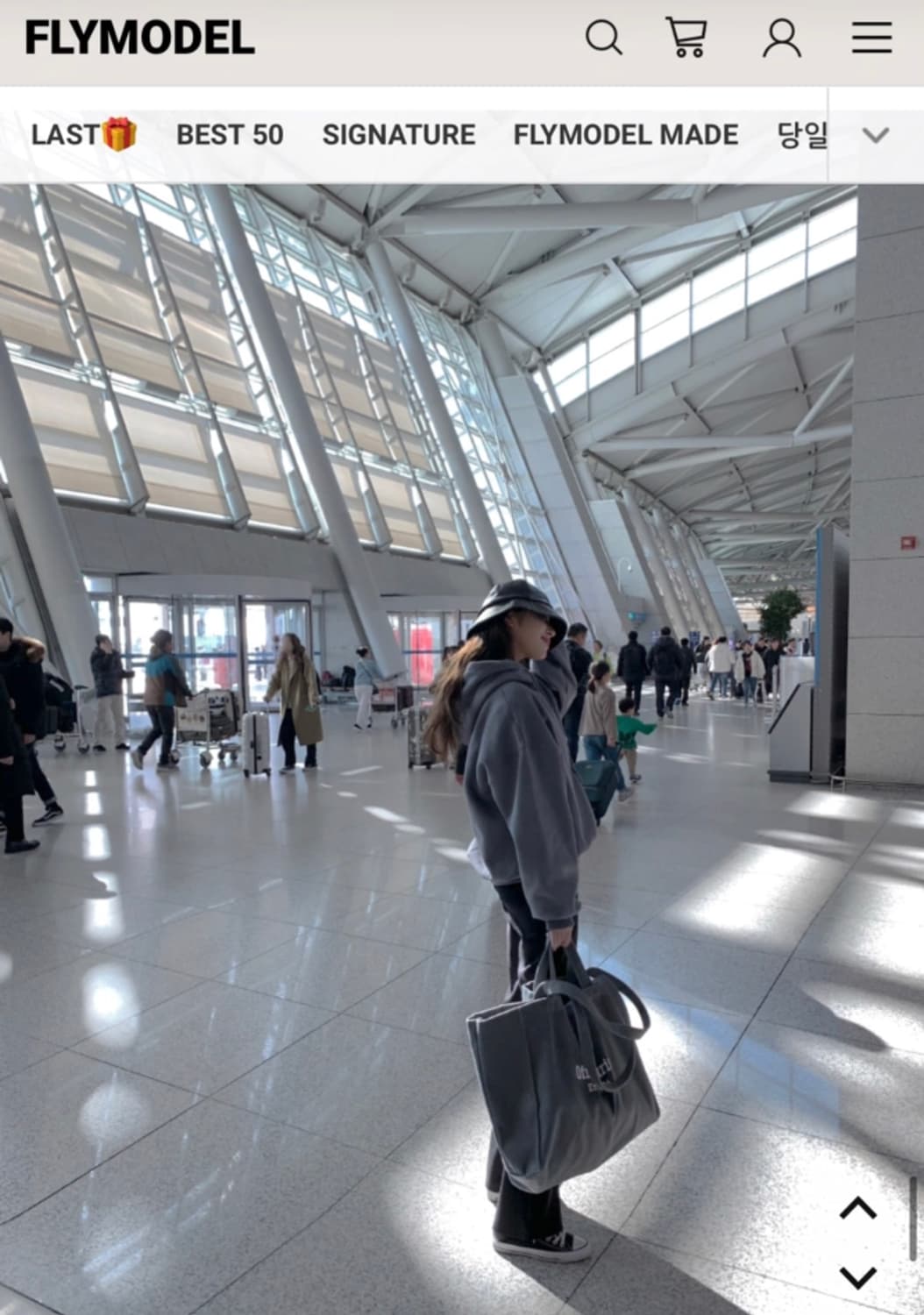 플라이모델 그레이 오버핏 후드티 상품이미지5