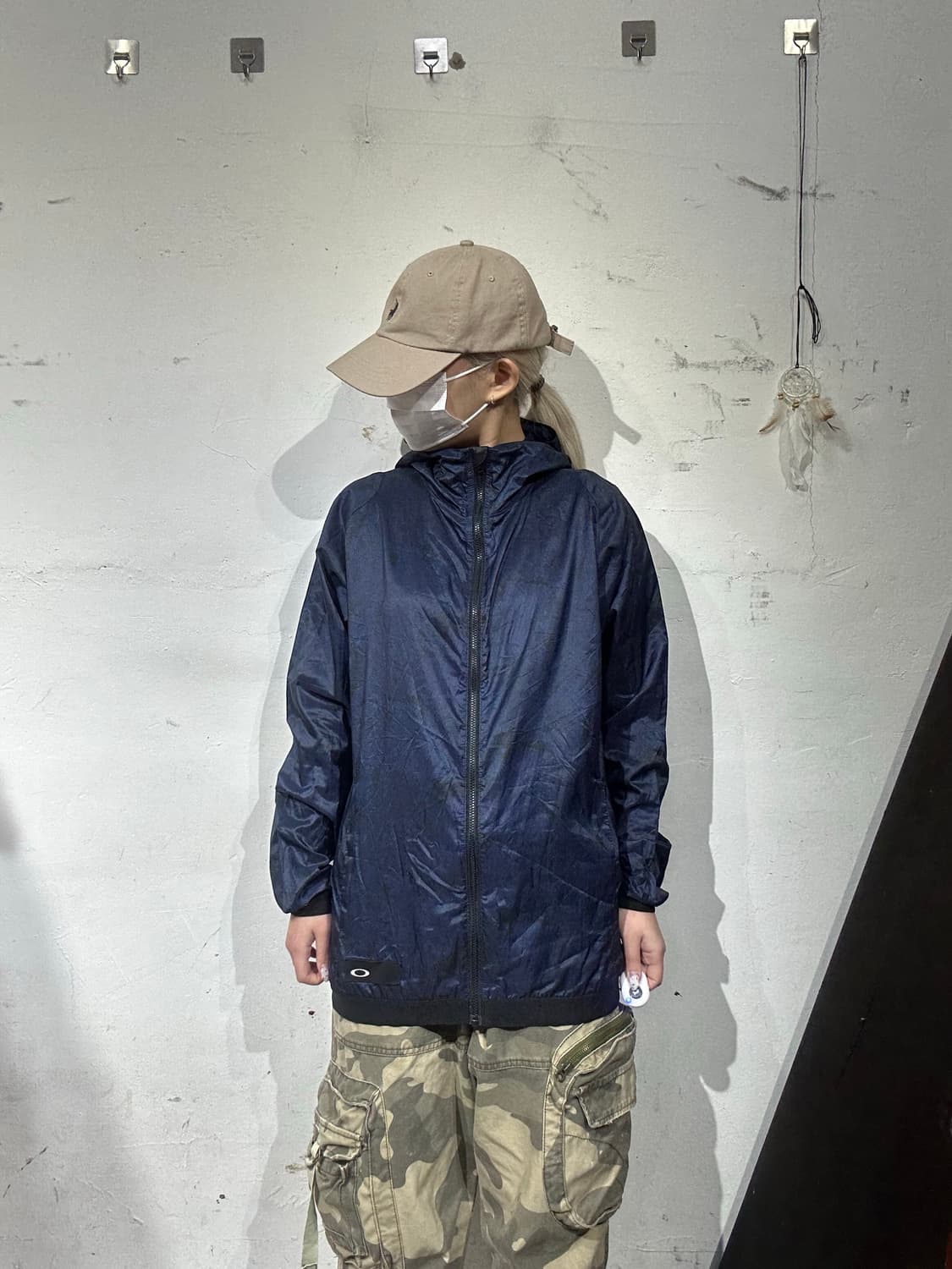 오클리 네이비 후드 고프코어 바람막이 자켓 M 상품이미지2