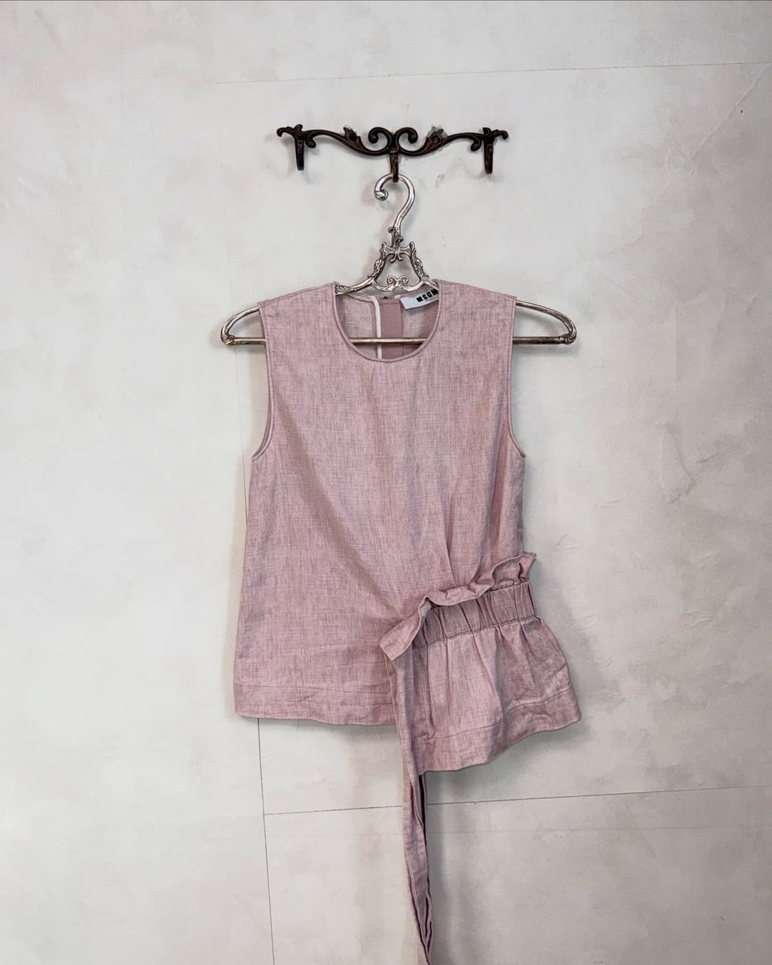 MSGM pink linen shirring strap 슬리브리스 상품이미지5