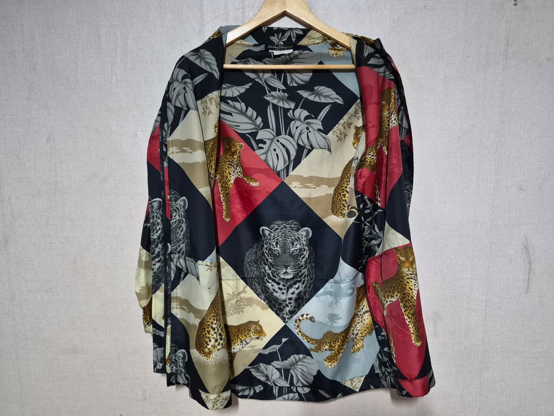 살바로토 페라가모 실크 레오파드 프린팅 셔츠/자캣(M) 상품이미지7