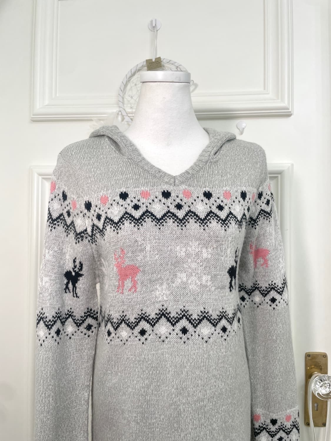 sheer gray heart nordic pattern hoodie o 상품이미지6