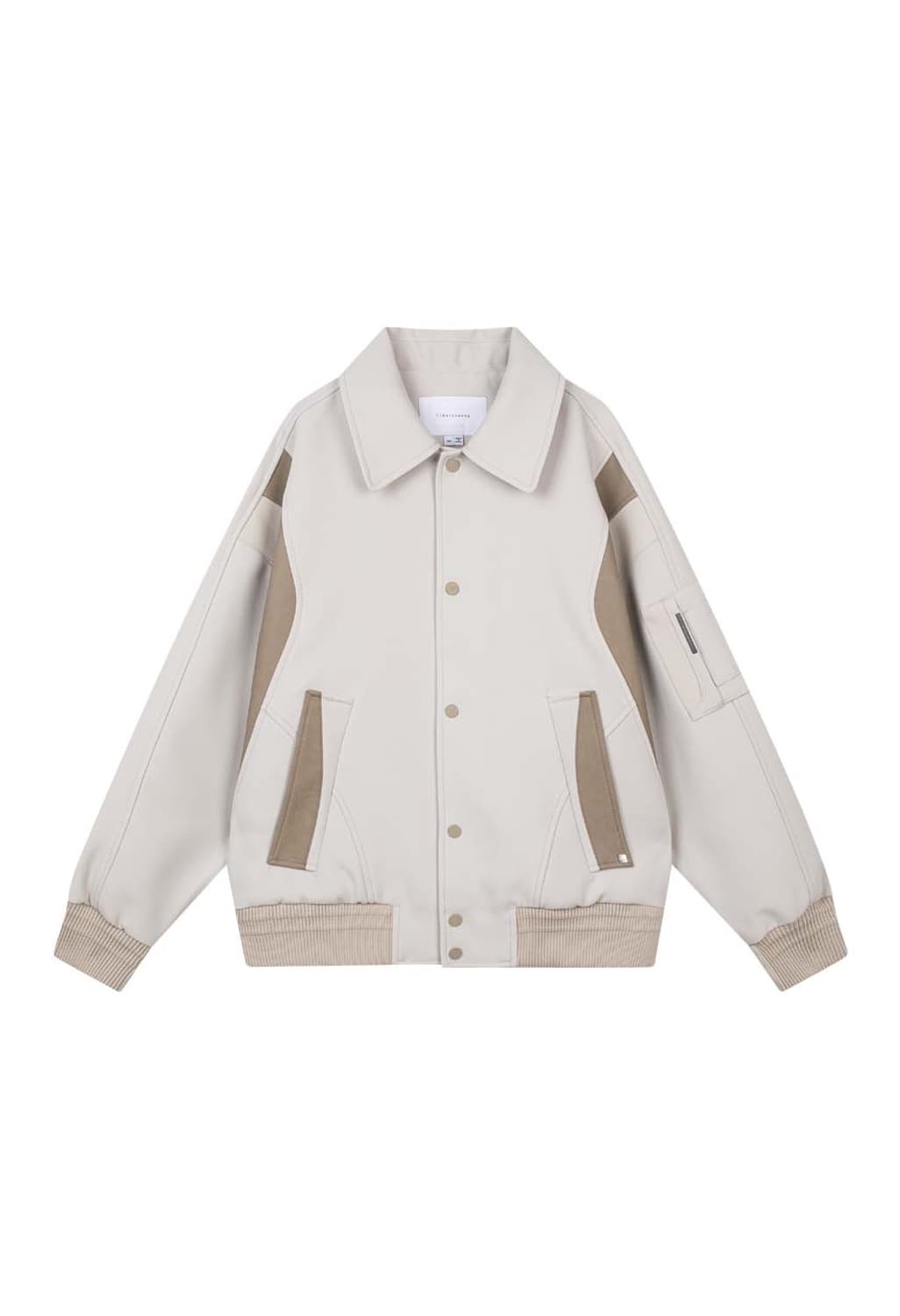 리버클래시 베이지 오버핏 바시티 점퍼 상품이미지1