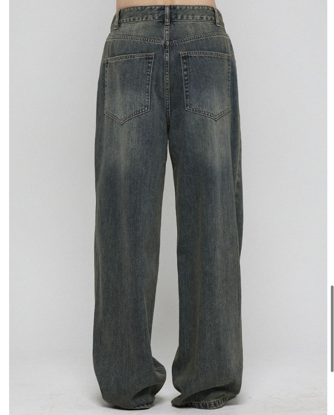 비긴202 원턱 와이드 데님 슬랙스 카키 블루 상품이미지2