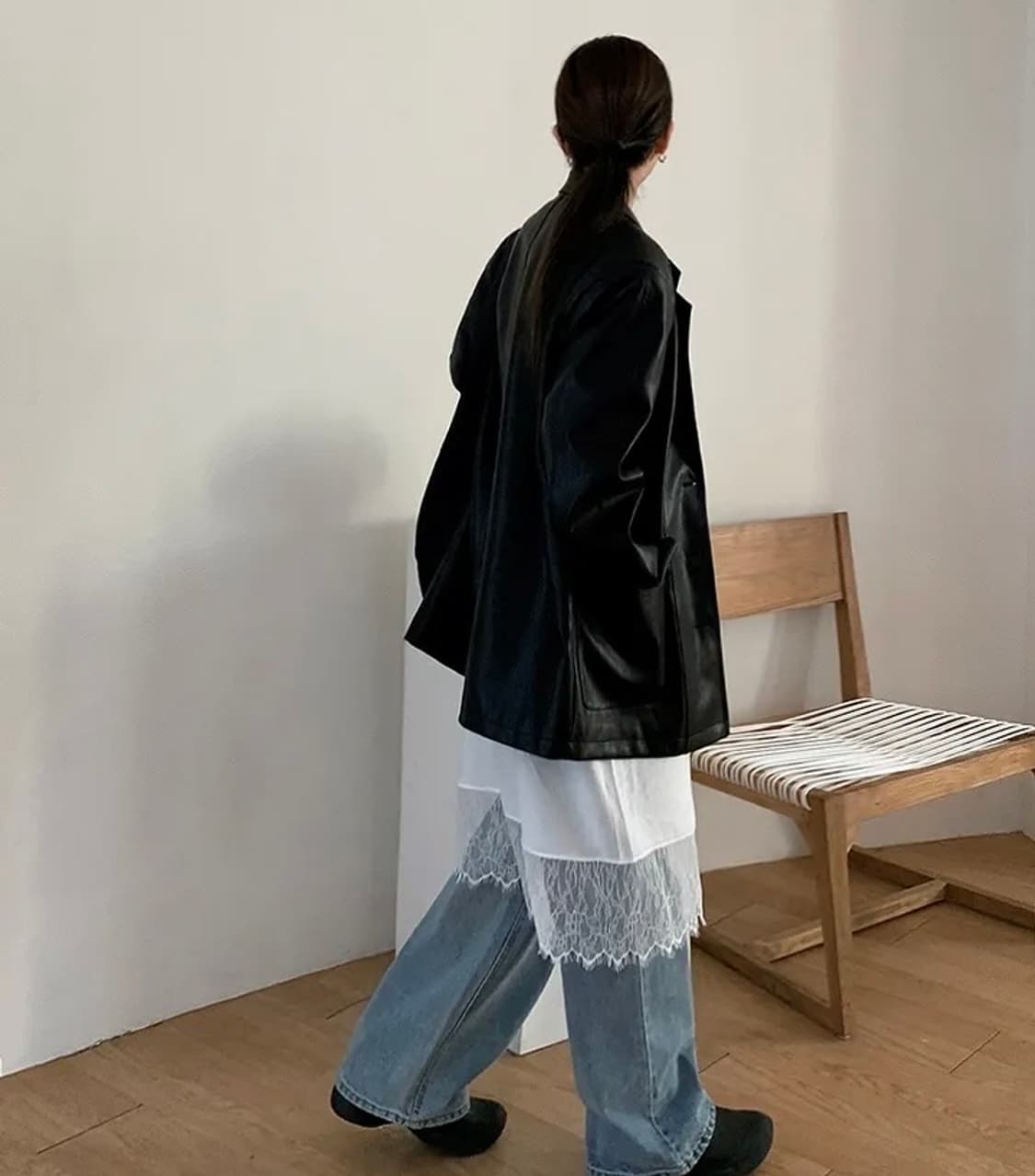 오버핏 레더자켓 상품이미지5