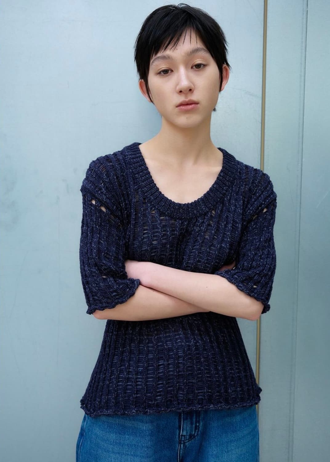 NET HALT SLEEVE KNIT 상품이미지1