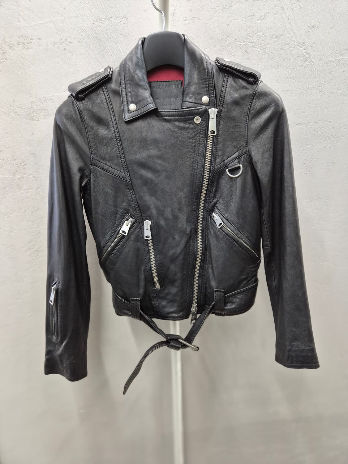 ALLSAINTS 블랙 램스킨 라이더 자켓 UK S 상품이미지2