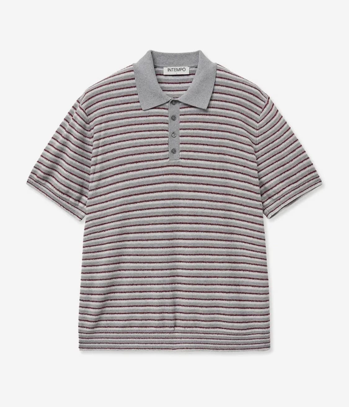 [M] 인템포무드 호라이즌 스트라이프 카라 반팔 니트 그레이 상품이미지1