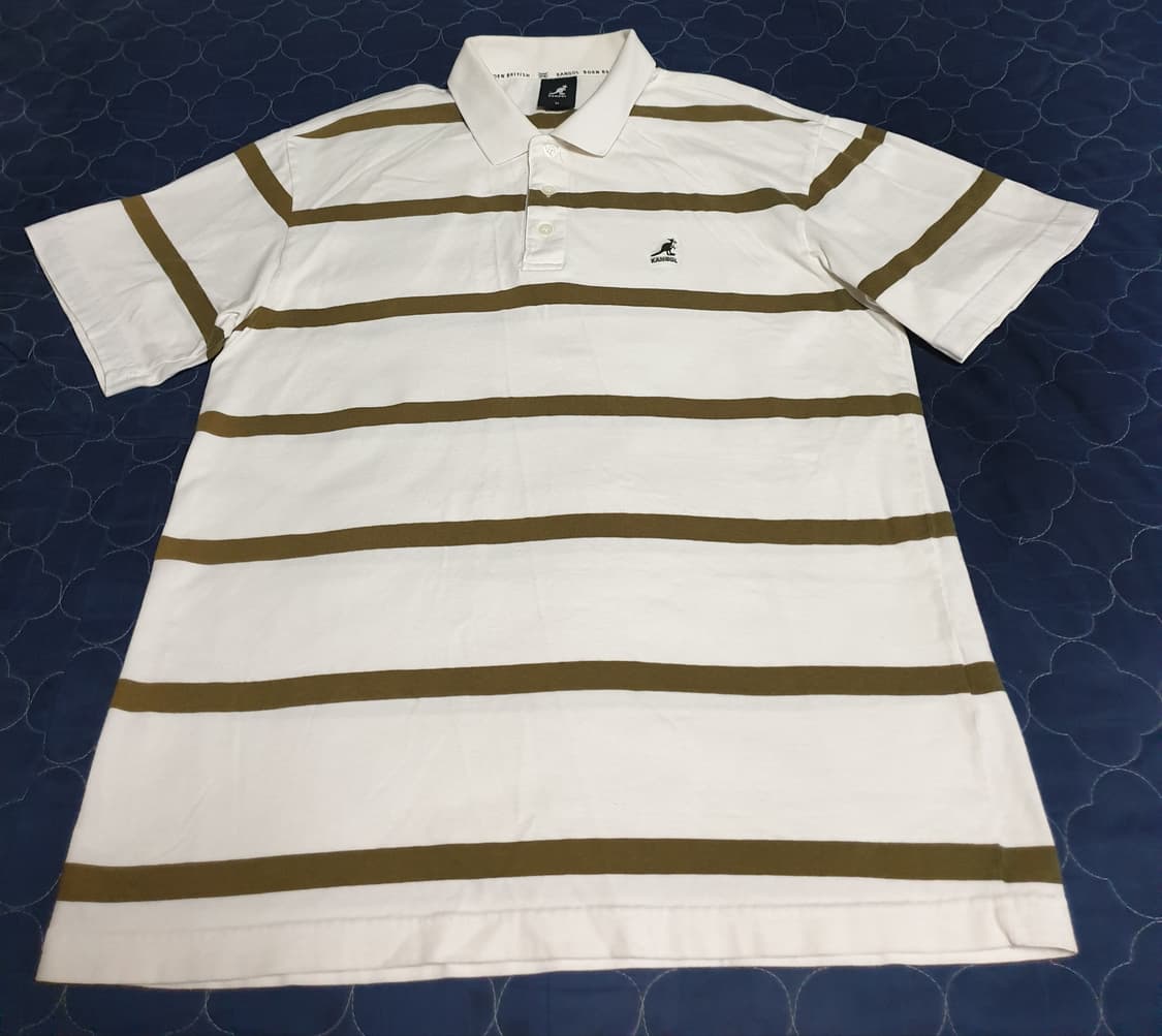 캉골 스트라이프 카라티 카키&화이트 (M) 상품이미지1