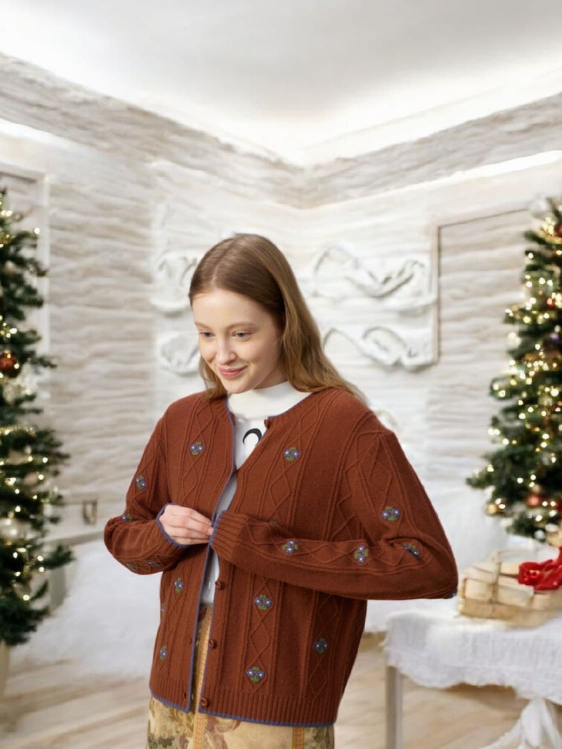 앤유 AND YOU 라일락 플로럴 여성니트가디건 F/27만 상품이미지1