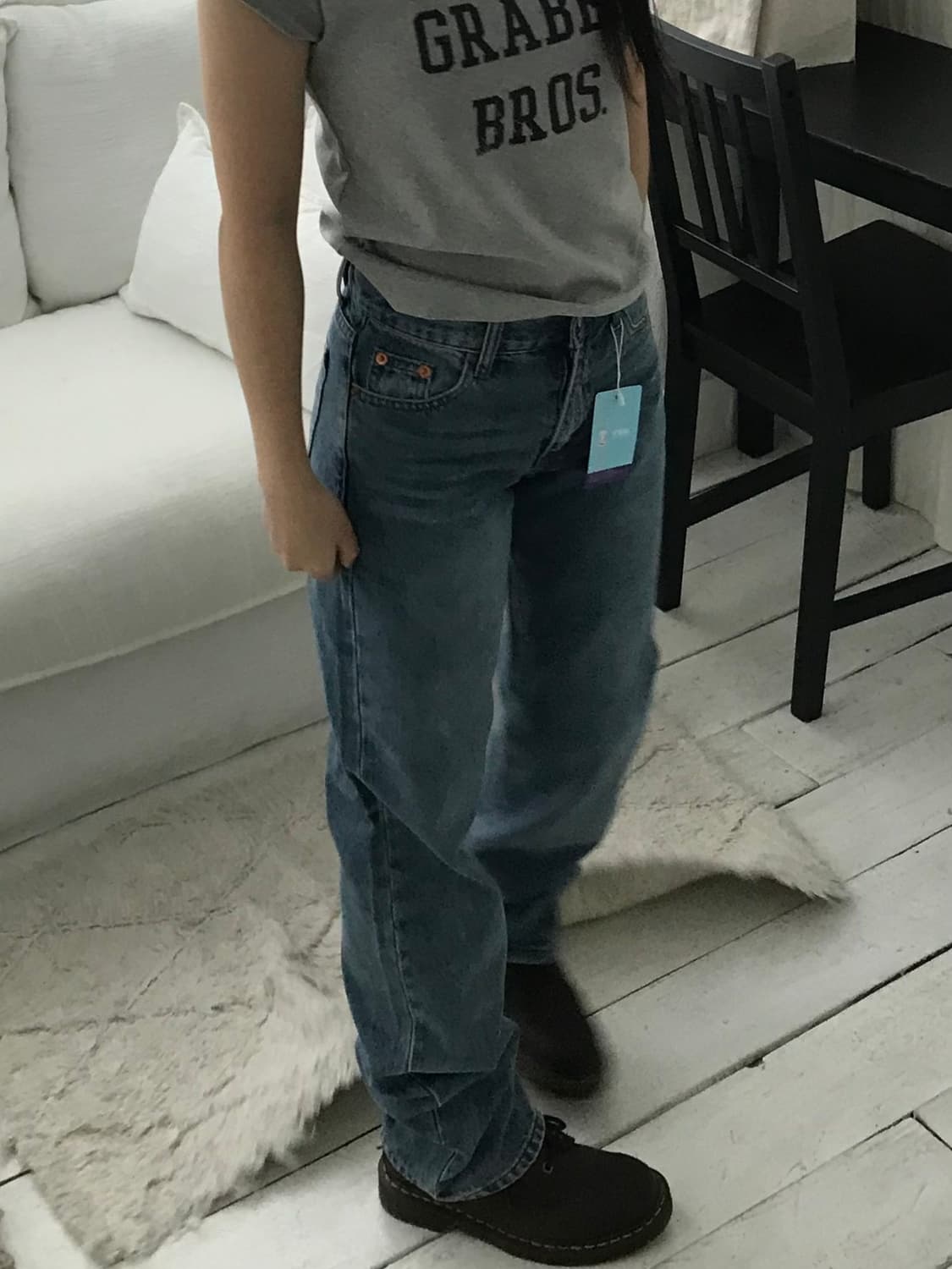 찬아카이브 Base straight denim pants 일자핏 중청 상품이미지2