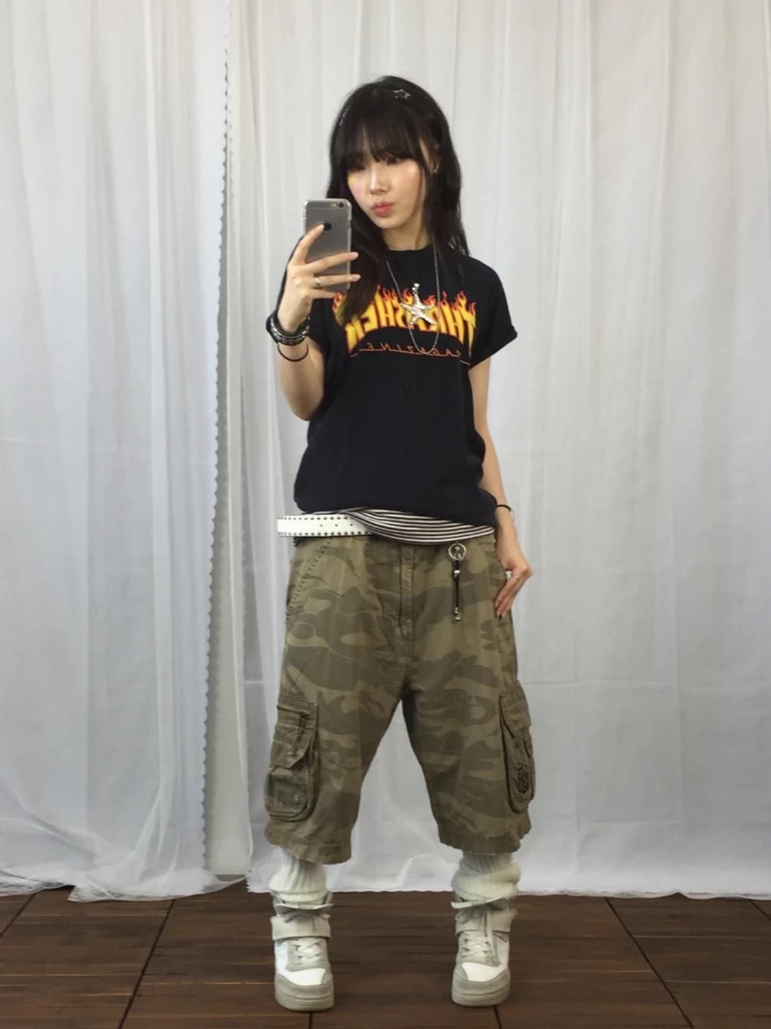 Thrasher Flame Logo Navy Tee 상품이미지1