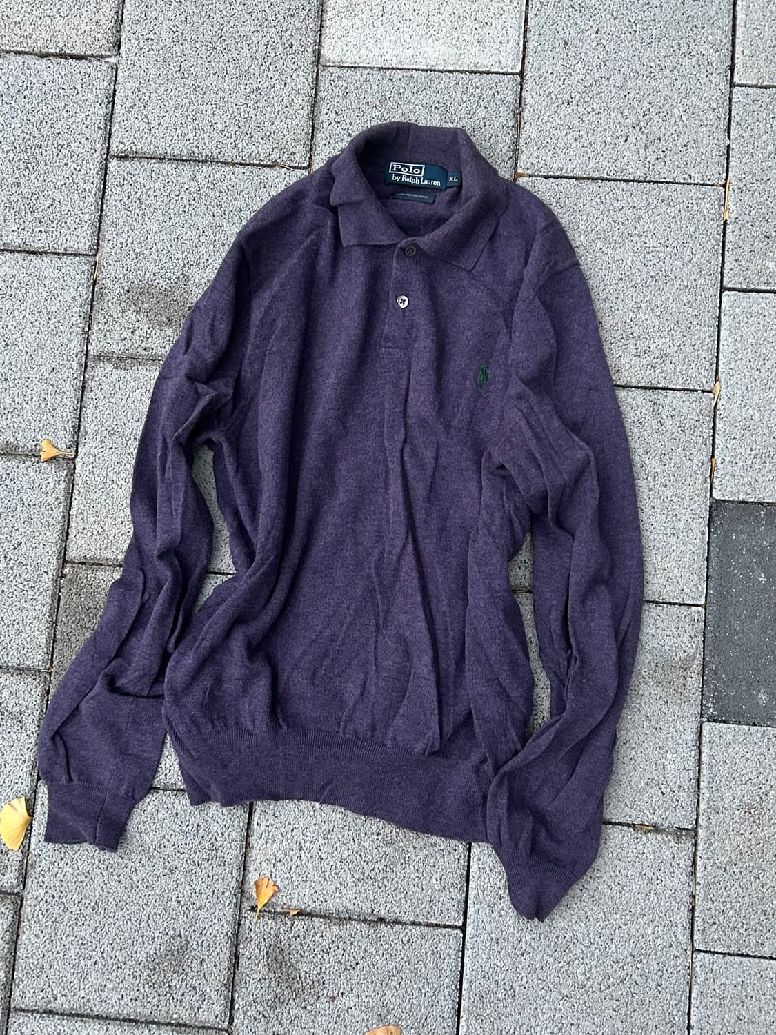 2000s VTG 폴로 polo 딥 퍼플 포니 카라 메리노울 니트 상품이미지1