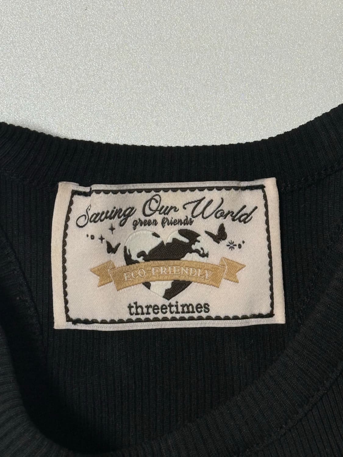 쓰리타임즈 쥬얼 탱크탑 크롭 블랙 상품이미지3