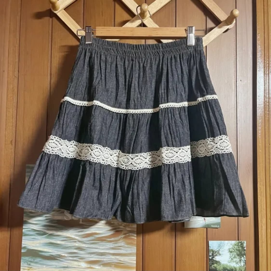 에이블리 데님 캉캉 플레어 치마 상품이미지1