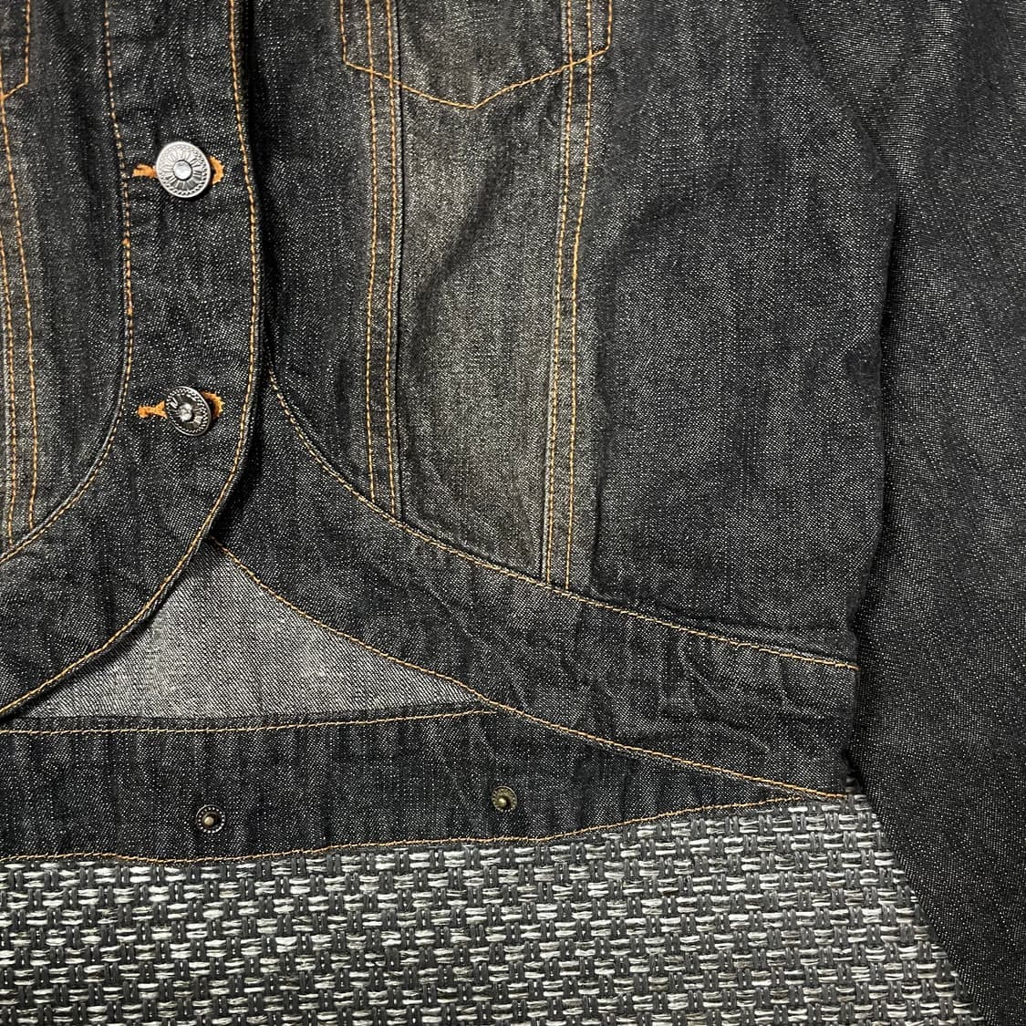 로사체리 흑청 워싱 데님 숏 자켓 L 상품이미지4