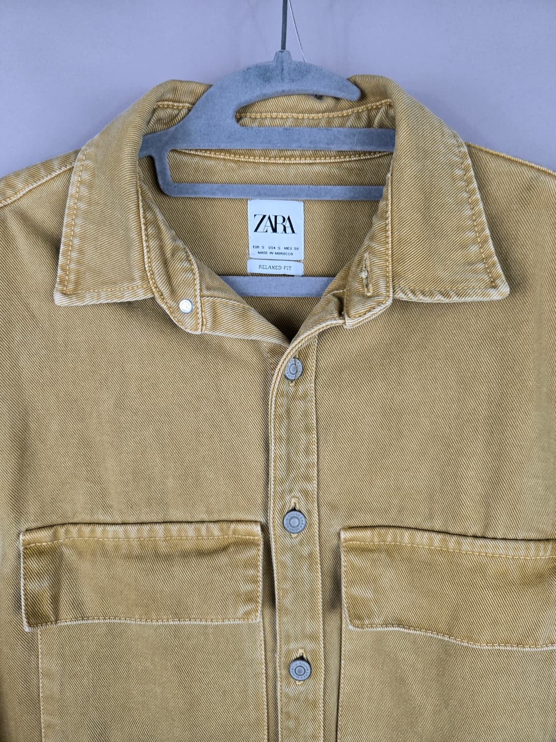 [무료배송]ZARA 자라 S 남성 릴렉스핏 데님 워크 셔츠 머스타드 상품이미지3
