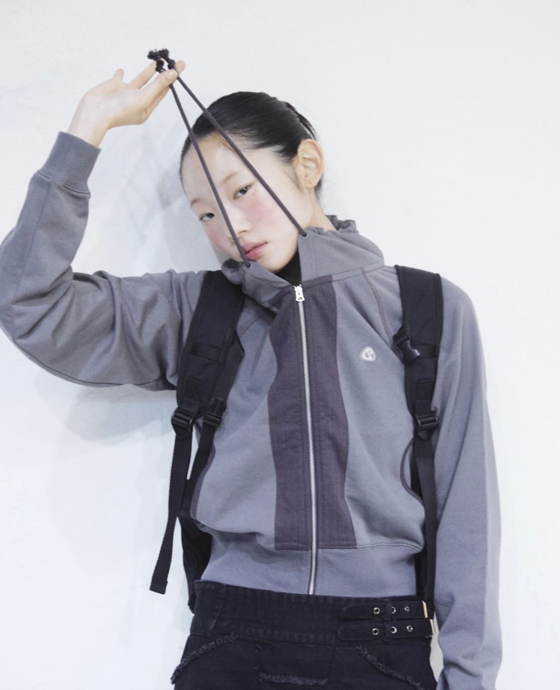 스마트어반유즈풀(코이세이오) 퍼커링 후드집업 차콜 상품이미지2