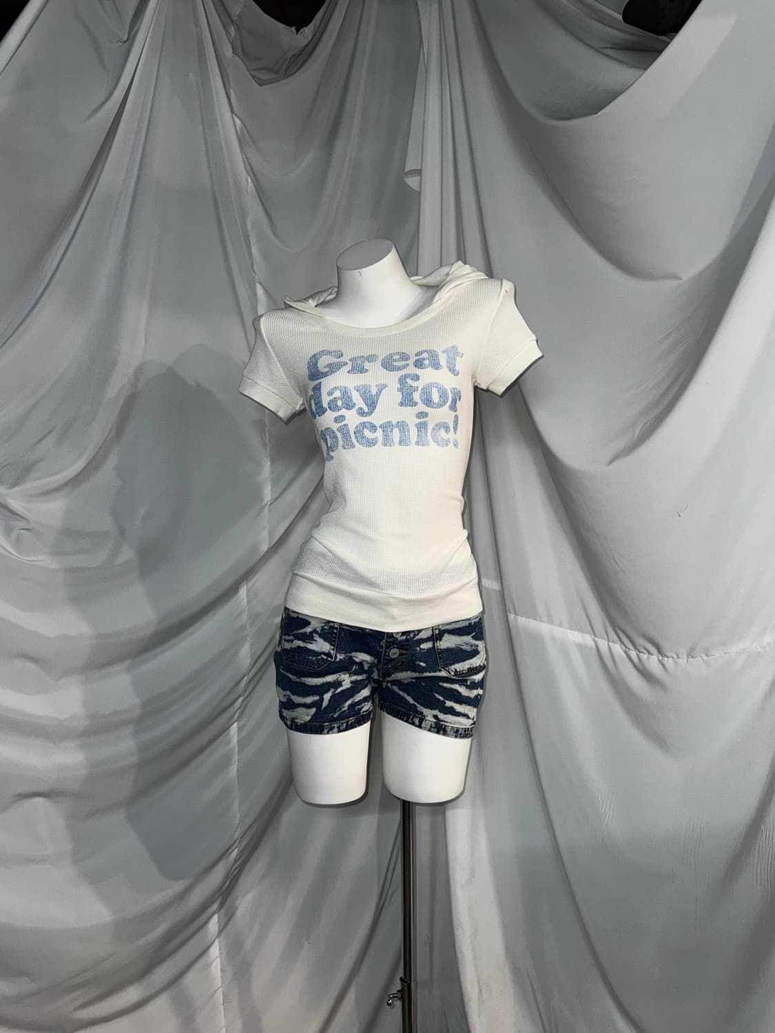 네이비 키치 펑투케 레오파드 코디세트 상품이미지3