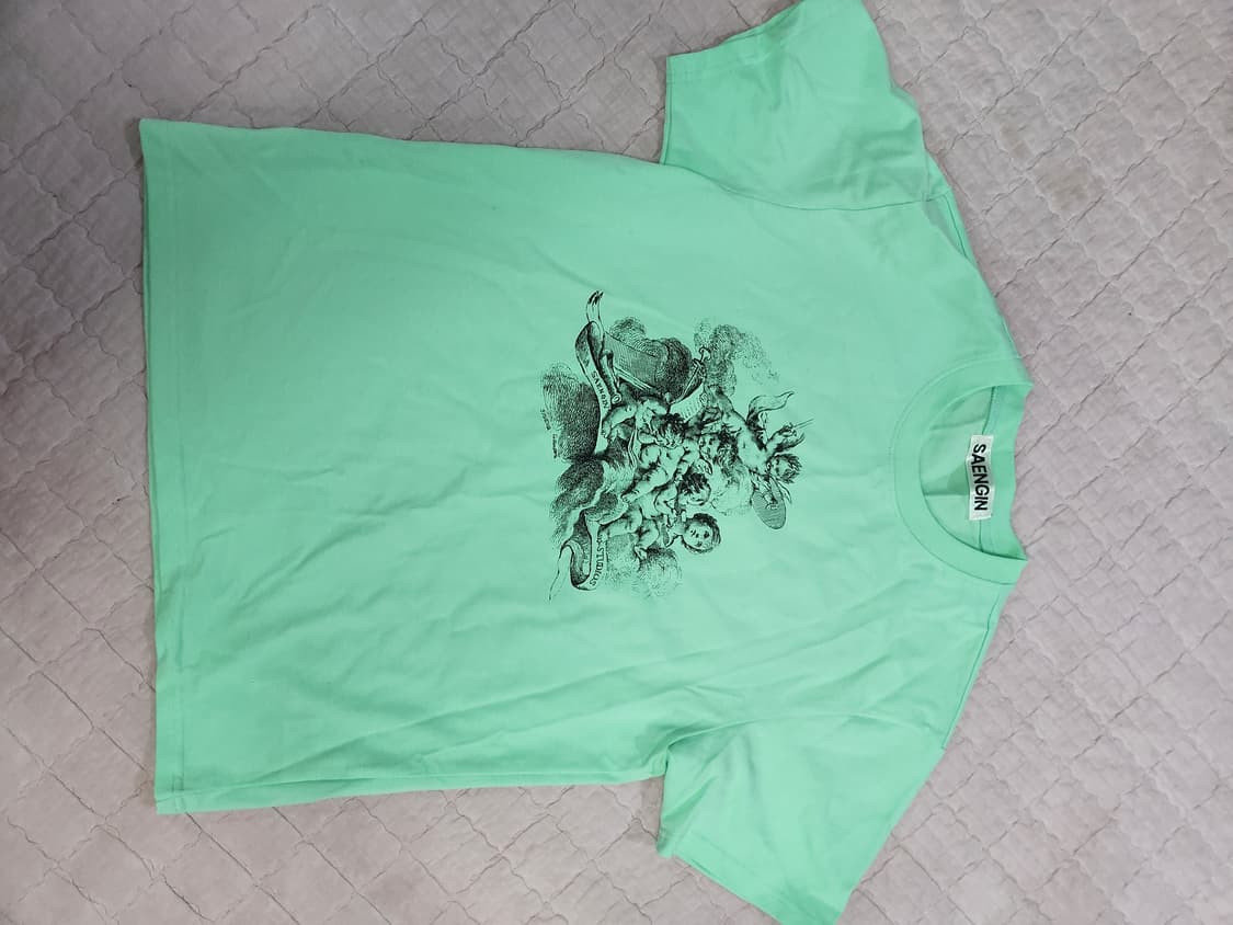 생긴스튜디오 민트 티셔츠  1회착용  이염없음  상품이미지1