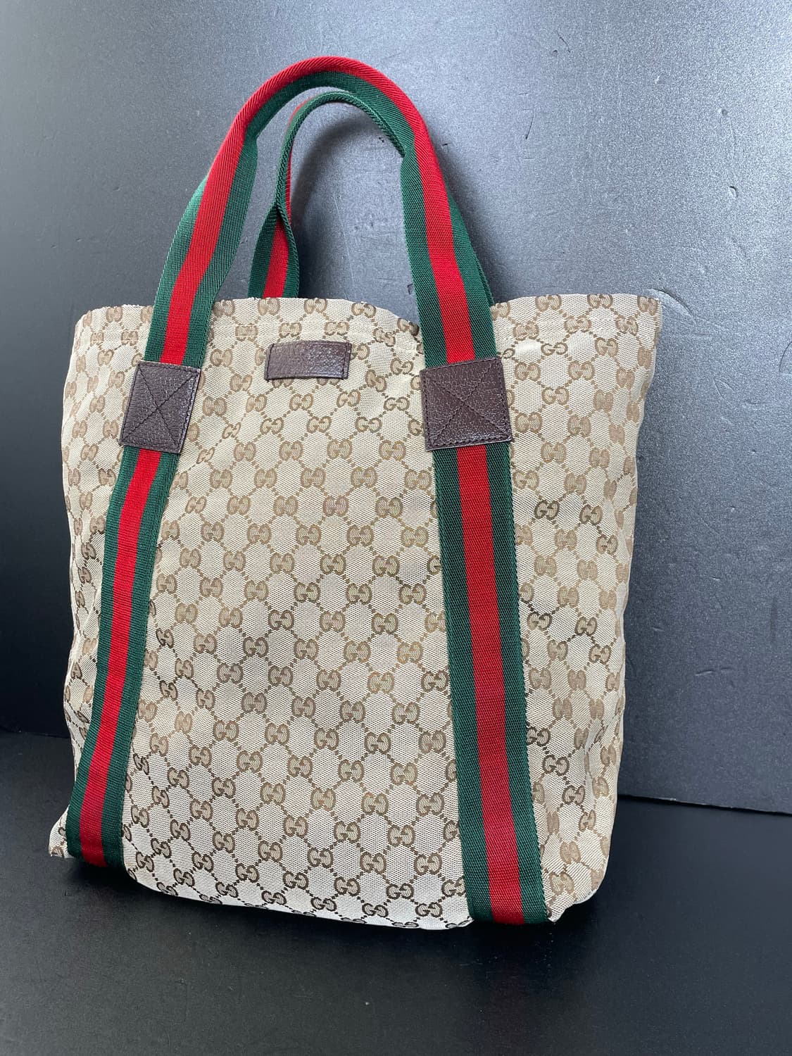 GUCCI 구찌 GG 쟈가드 브라운 삼선 토트백 카바스 숄더백189669 상품이미지4