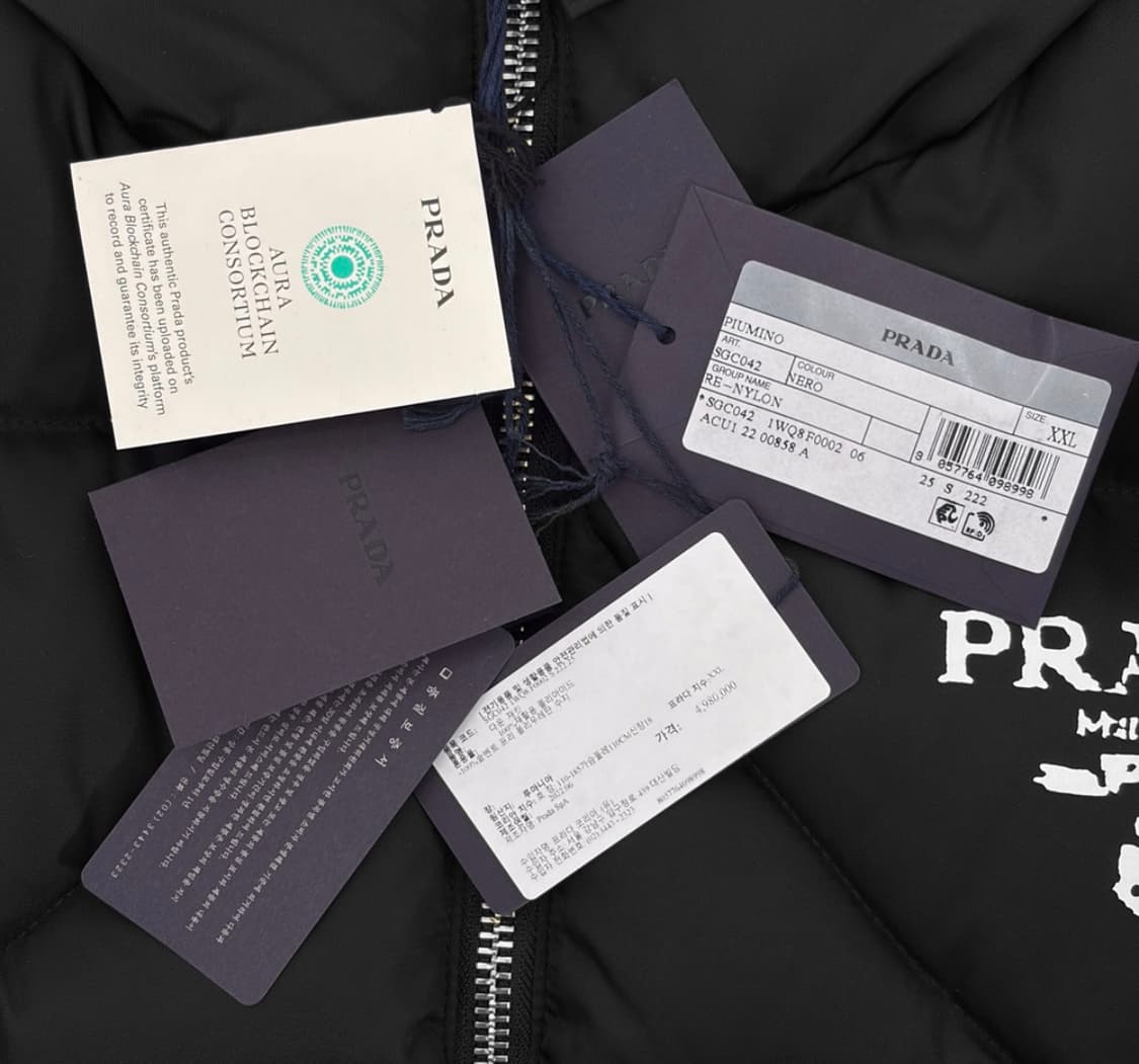 [XXL] 프라다 남성 삼각로고 리나일론 다운 코트 롱 패딩 자켓 블랙 상품이미지9