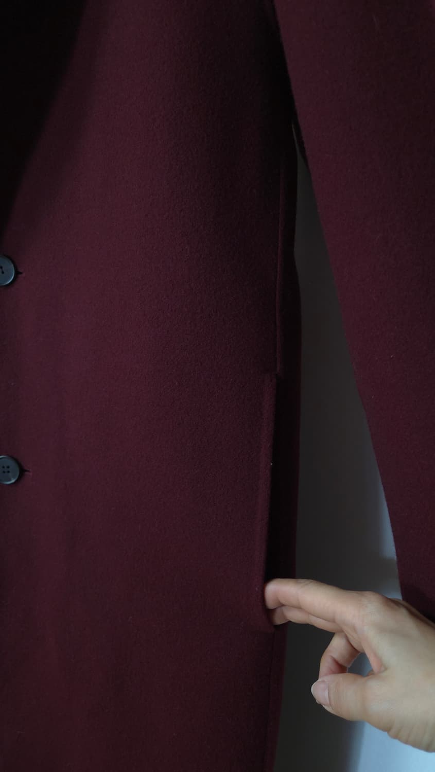 타임옴므 캐시미어 블랜디드 버건디  롱코트 100 사이즈 상품이미지5