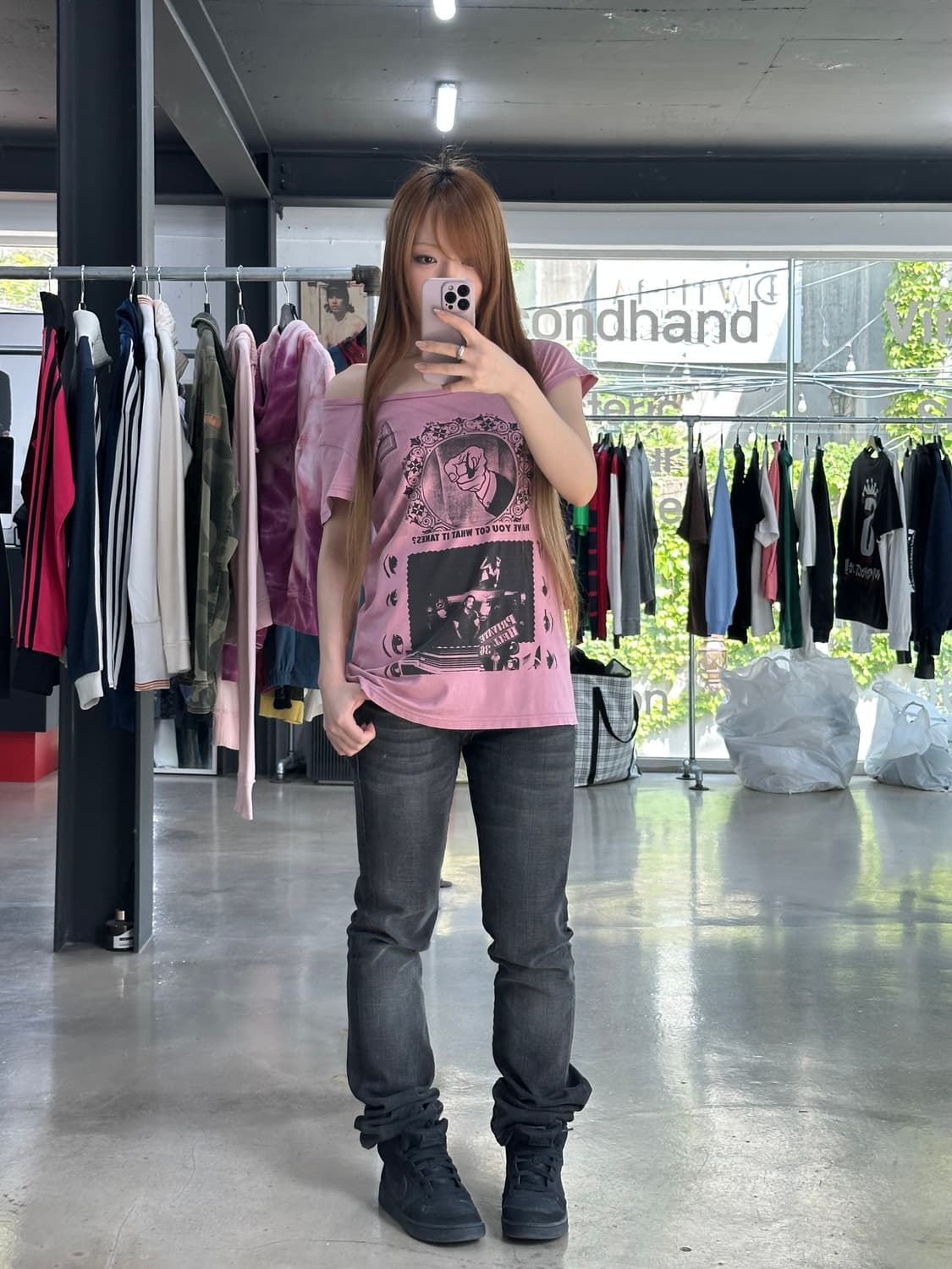 히스테릭글래머 Destroy Women 반팔티 모브핑크 상품이미지2