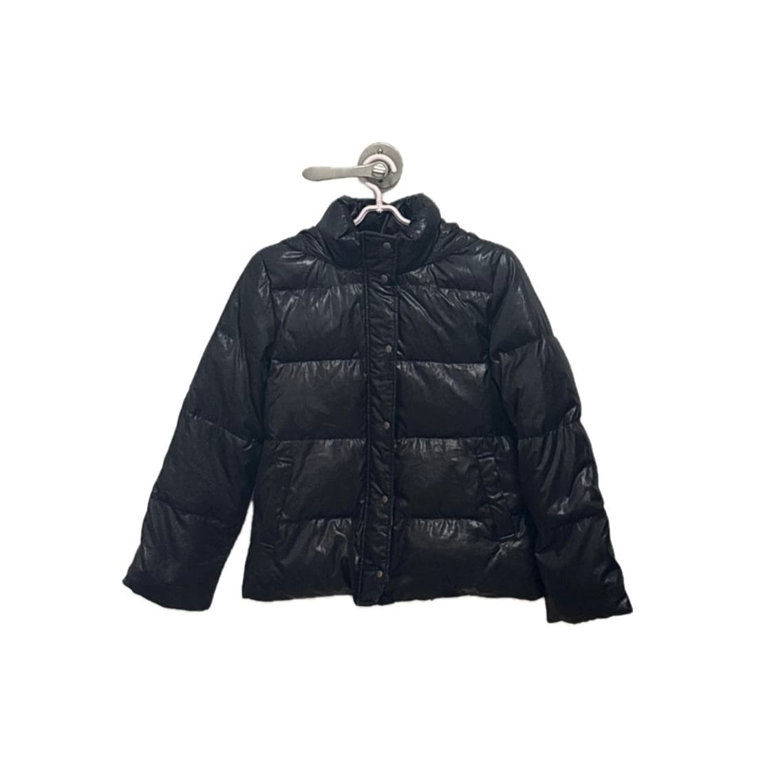 모자ㅇ)Peyton place 빈티지 검정 경량st 패딩 (블랙, 유광) 상품이미지1