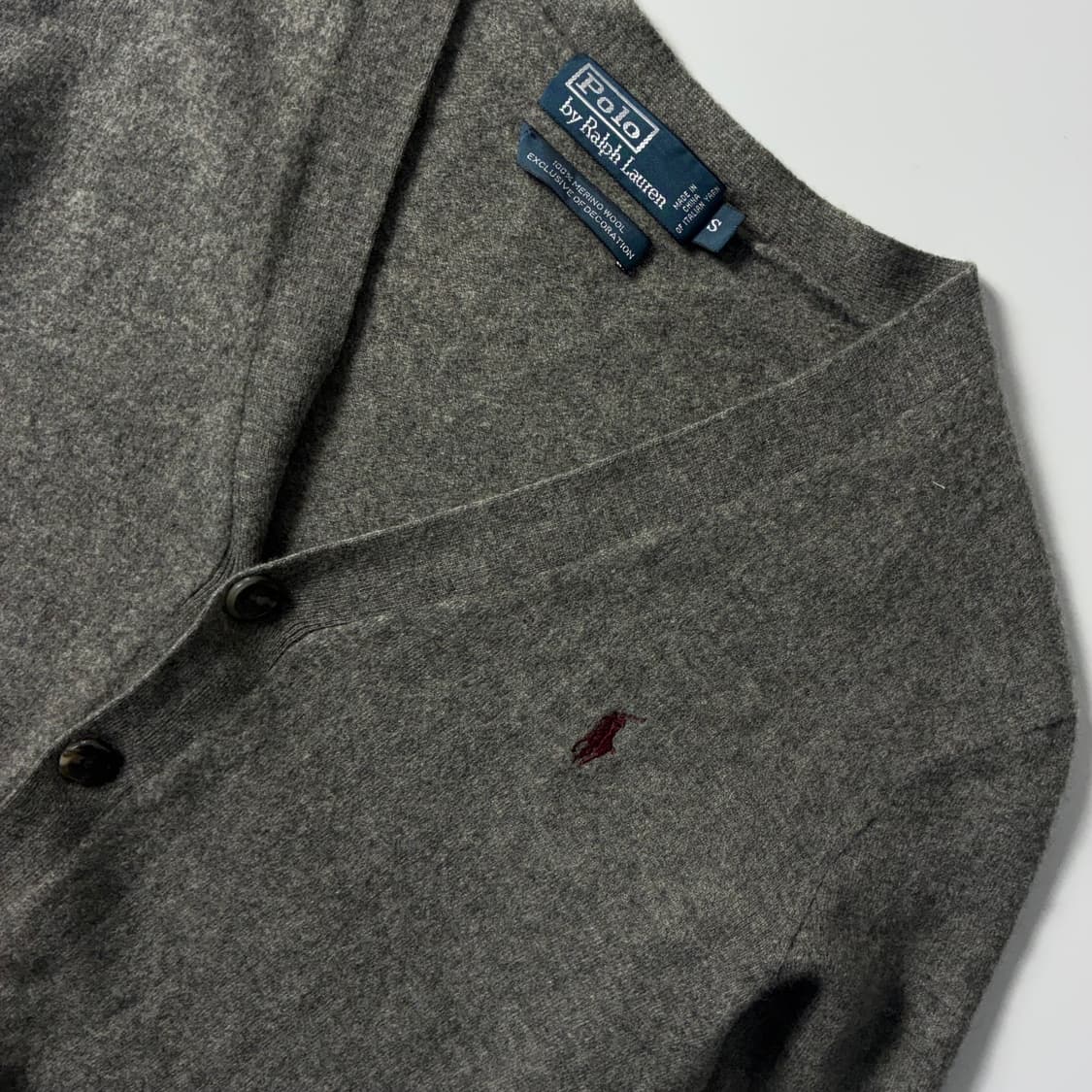 Polo  폴로 랄프로렌 90,s 자수 메리노울 엘보패치 니트 가디건 상품이미지3