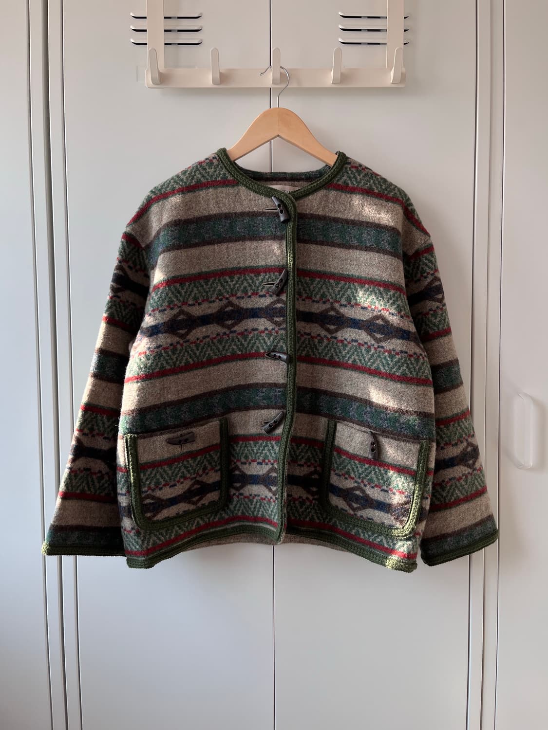 Mature 더플 단추 패턴 울자켓 상품이미지4