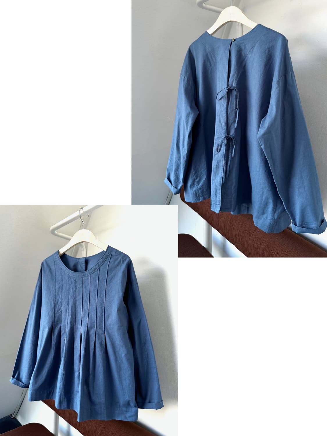 Natural cotton back string design shirt  상품이미지2