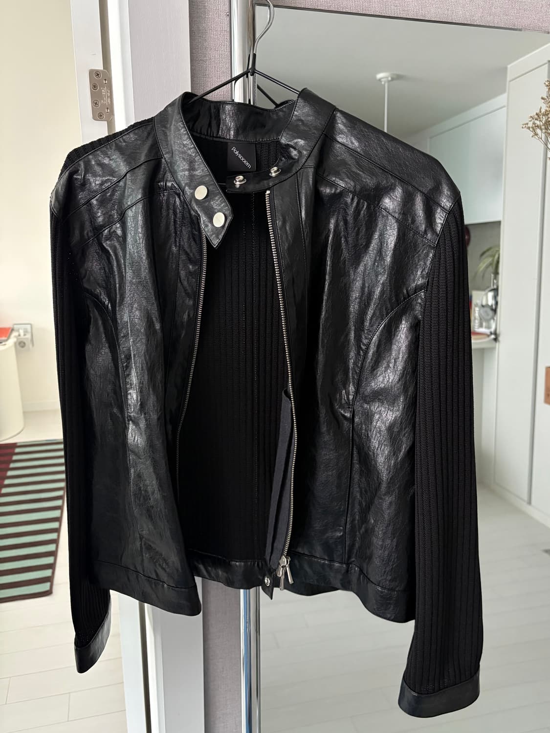 RIBBED PANEL BIKER JACKET 상품이미지2