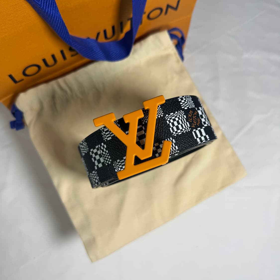 [20SS,풀구성] 루이비통 다미에 LV 디스토티드 리버서블 남성 벨트 상품이미지2