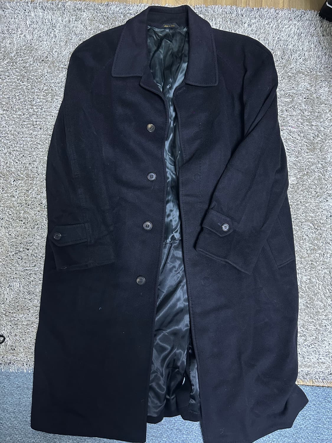 이태리제 캐시미어100프로 검정색 코트 사이즈 105~110 상품이미지1