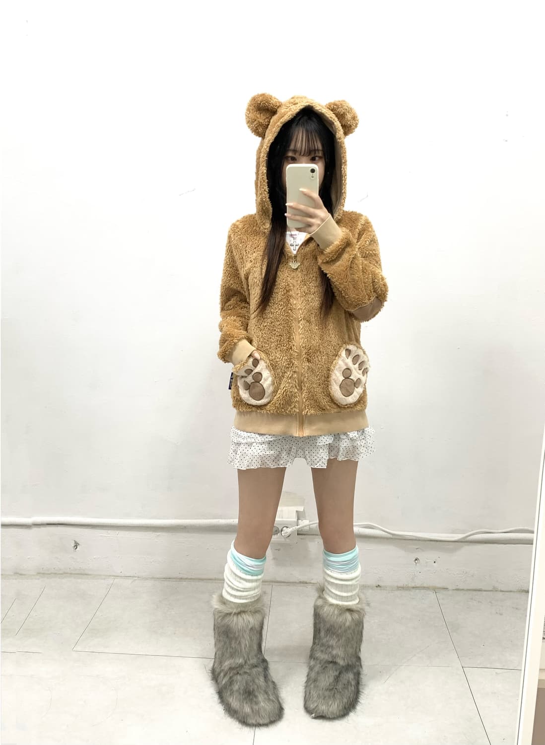 [DISNEY] 도쿄디즈니 쿠마미미 더피 폭닥 후드집업 상품이미지2