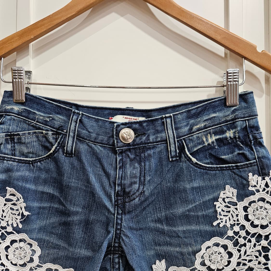 레이스 숏팬츠 데님 반바지 상품이미지3