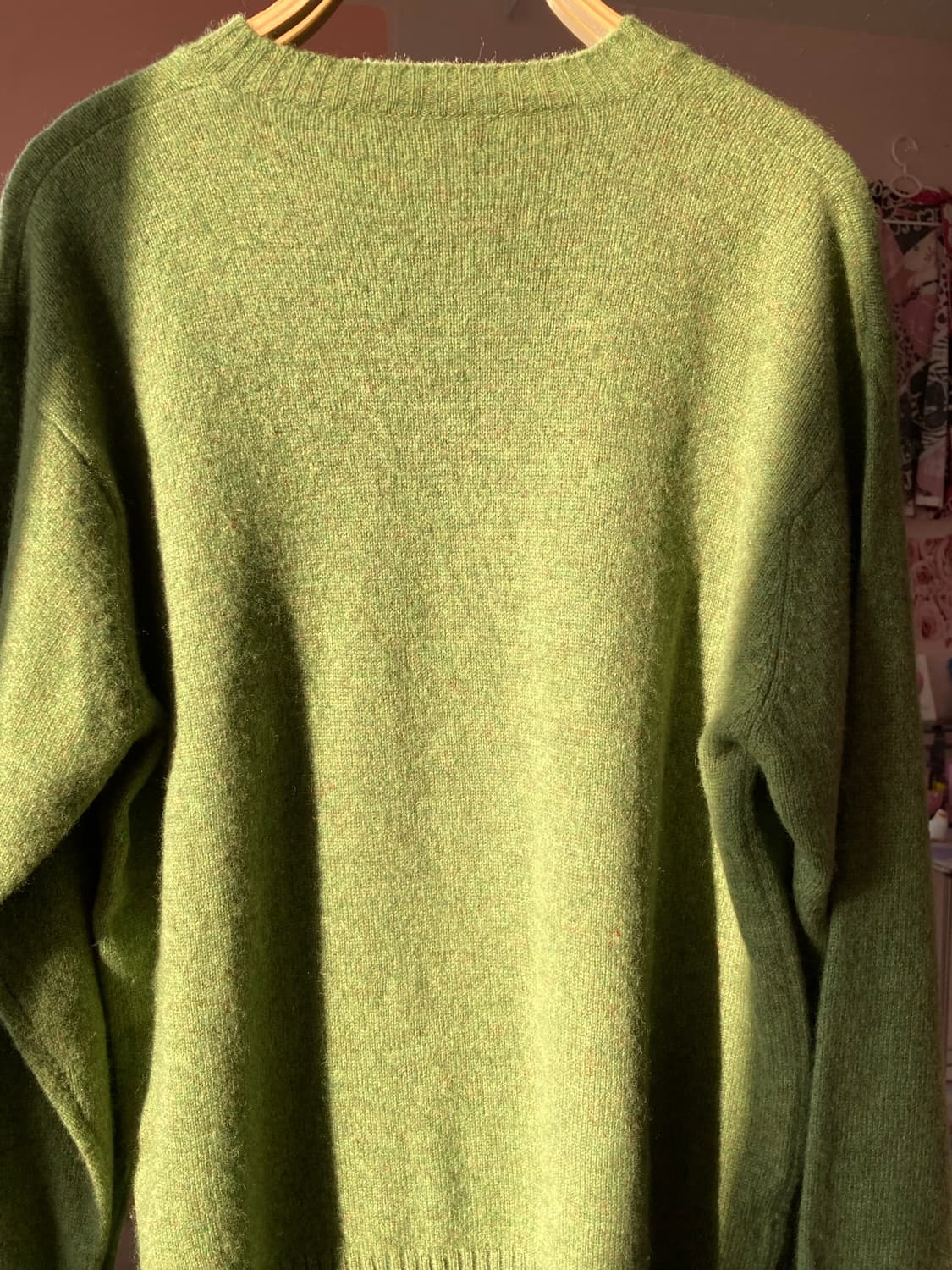 울 100% 올리브 카키 브이넥 니트 상품이미지5