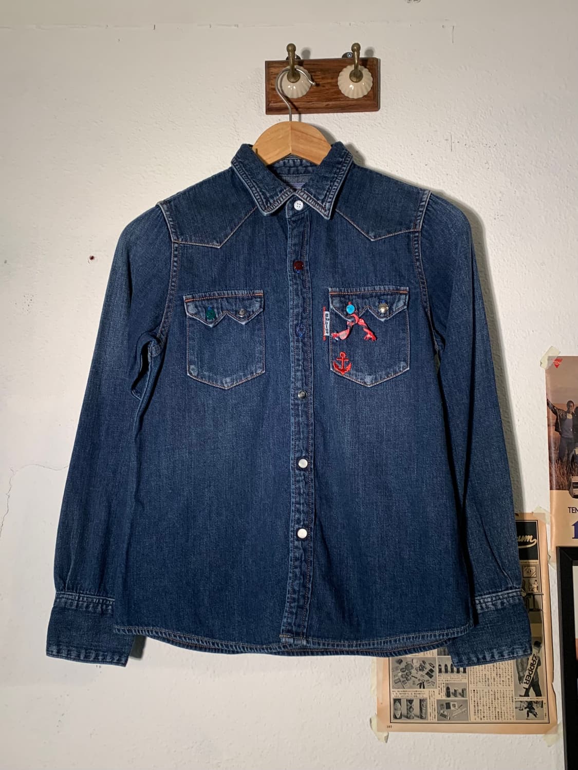 블루블루 터키석 콘초 버튼 자수 청자켓 상품이미지1