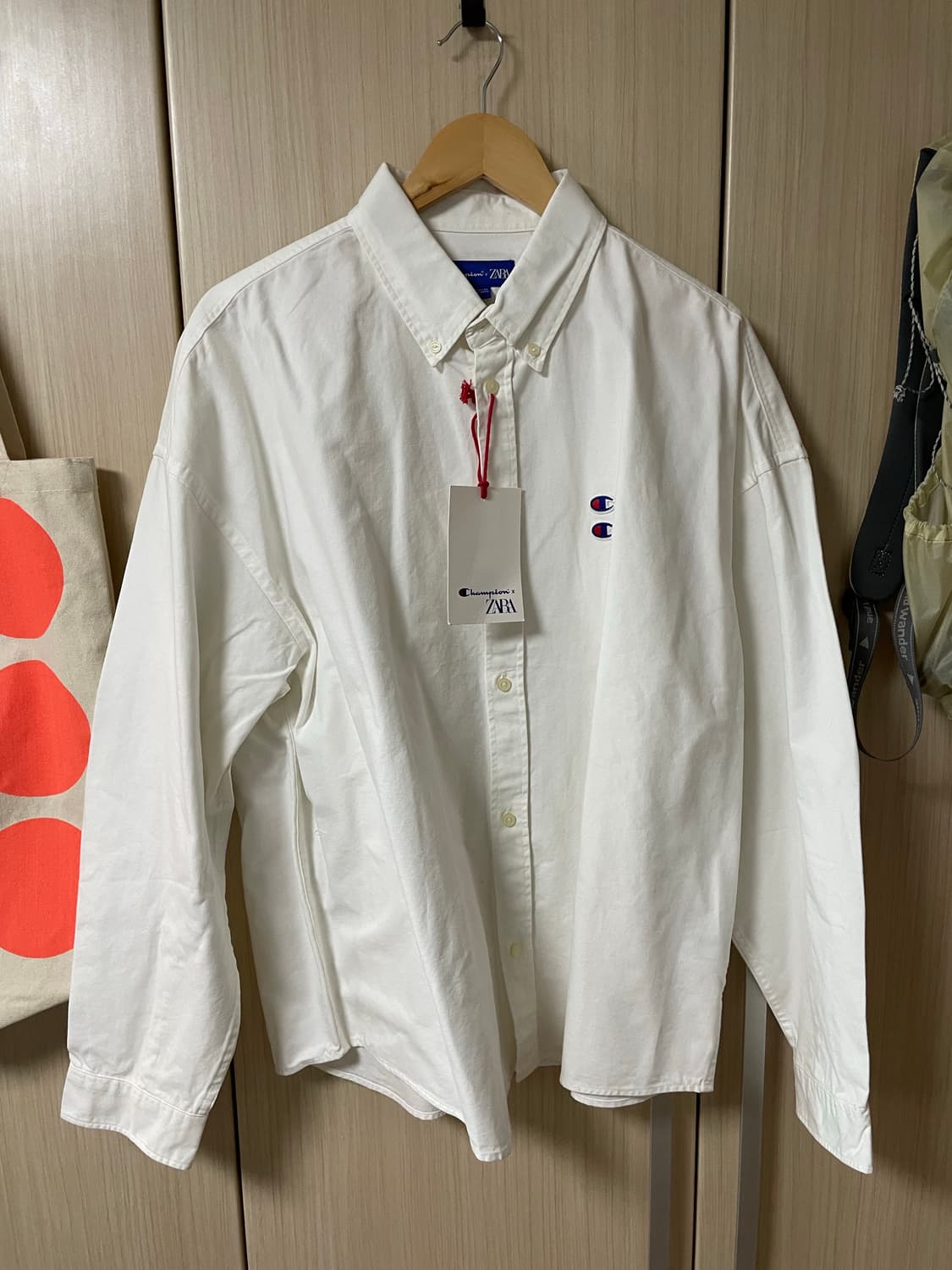 [L] 자라 X 챔피온 옥스포드 셔츠 화이트(✨새상품) 상품이미지1